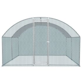 13 x 10 ft Large Metal Chicken Coop, Walk-in Poultry Cage Chicken Hen Run House with Waterproof Cover