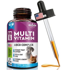 Cat and Dog Multivitamin Liquid with Glucosamine & Cranberry 15 in 1 Health Supplements for Urinary Tract Kidney Bladder Hip and Joint Skin and C (Option: Beloved Pets)