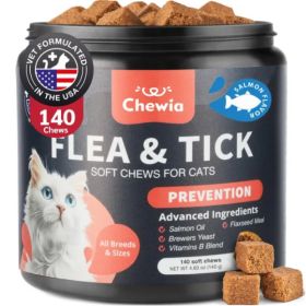 Flea Support Chews for Cats Salmon Flavor Flea and Tick Supplement for Cats Daily Oral Cat Flea and Tick Treatment Chews Soft Treats for All Bree (Option: 1PC)